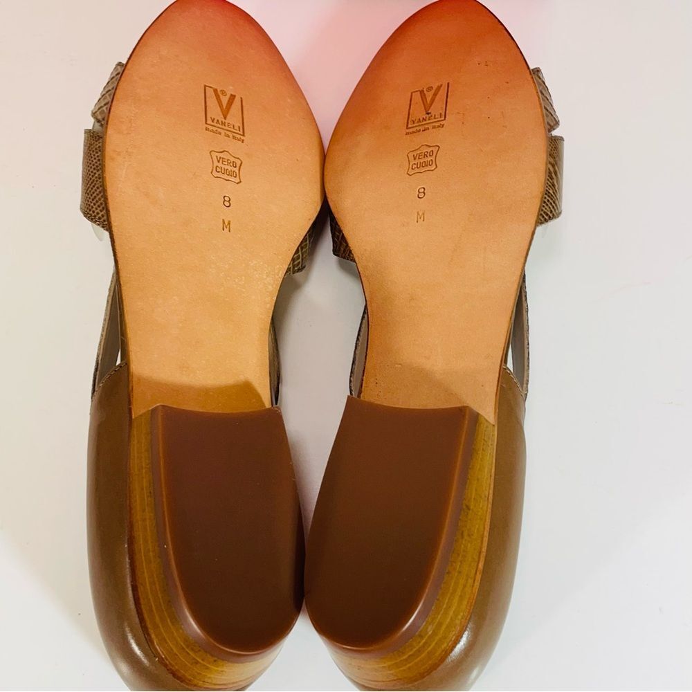 Vaneli Italian Vero Cuoio Leather Vintage Tan Flats/Small Heel Size 8 - Picture 9 of 11
